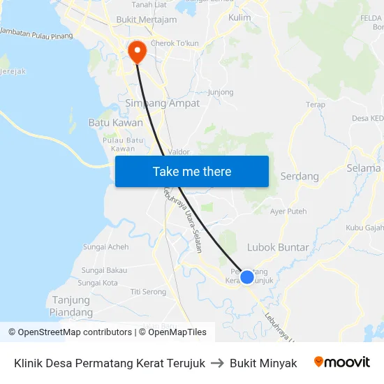 Klinik Desa Permatang Kerat Terujuk to Bukit Minyak map