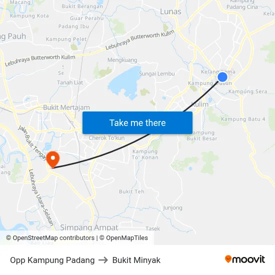 Opp Kampung Padang to Bukit Minyak map