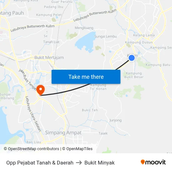 Opp Pejabat Tanah & Daerah to Bukit Minyak map