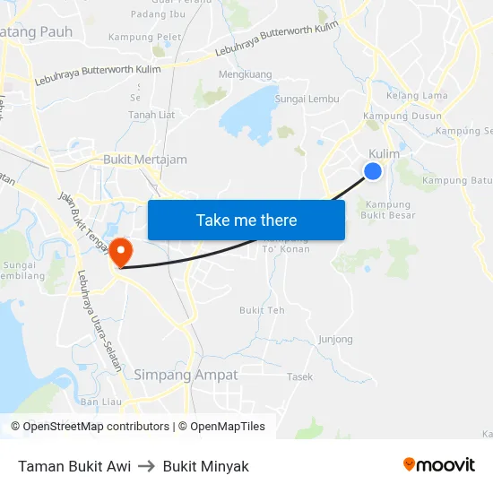 Taman Bukit Awi to Bukit Minyak map