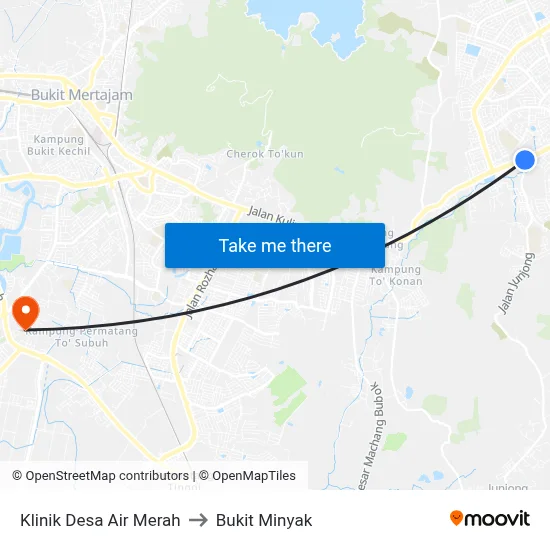 Klinik Desa Air Merah to Bukit Minyak map
