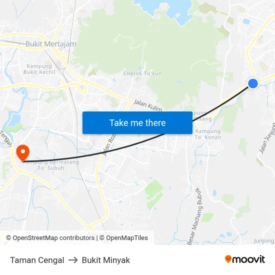 Taman Cengal to Bukit Minyak map