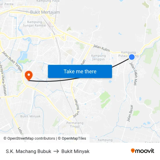 S.K. Machang Bubuk to Bukit Minyak map