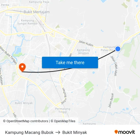 Kampung Macang Bubok to Bukit Minyak map