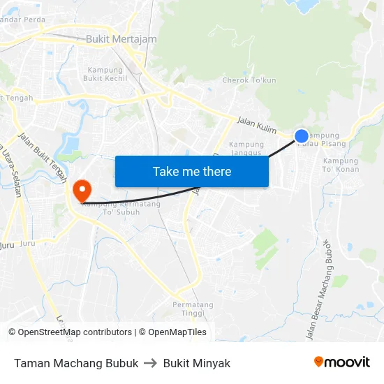 Taman Machang Bubuk to Bukit Minyak map