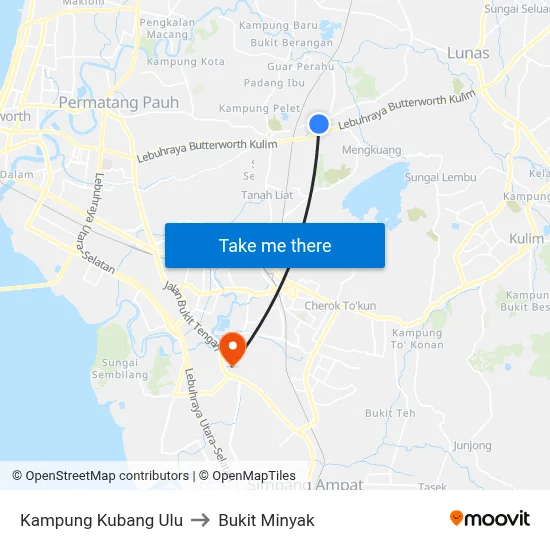 Kampung Kubang Ulu to Bukit Minyak map
