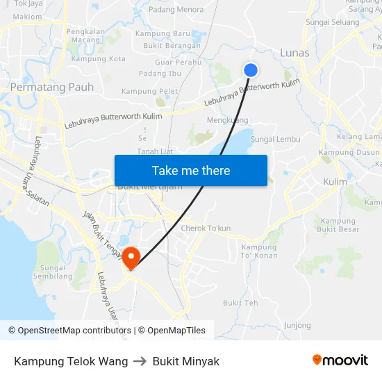 Kampung Telok Wang to Bukit Minyak map