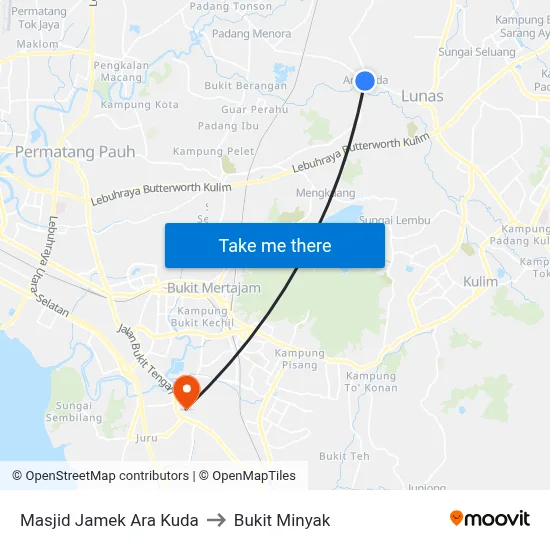 Masjid Jamek Ara Kuda to Bukit Minyak map