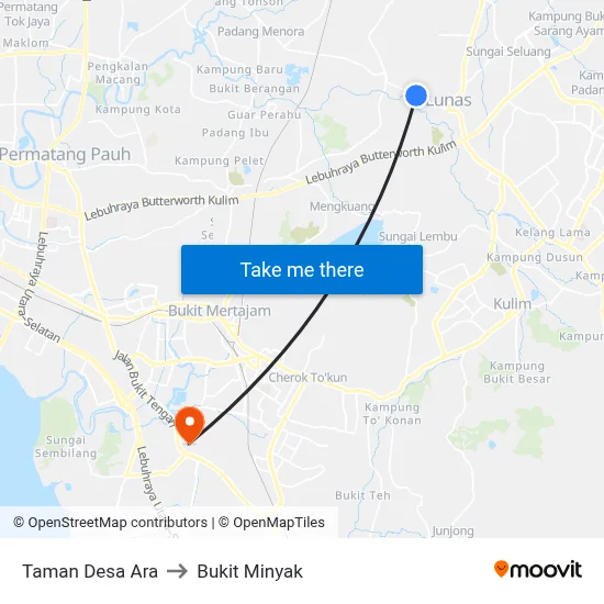 Taman Desa Ara to Bukit Minyak map