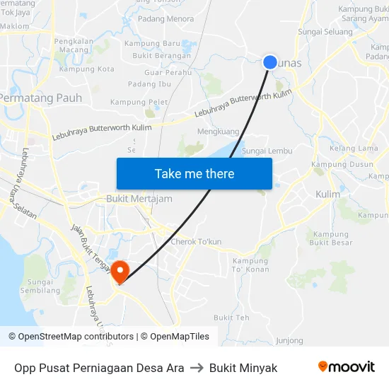 Opp Pusat Perniagaan Desa Ara to Bukit Minyak map