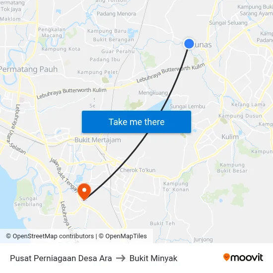 Pusat Perniagaan Desa Ara to Bukit Minyak map