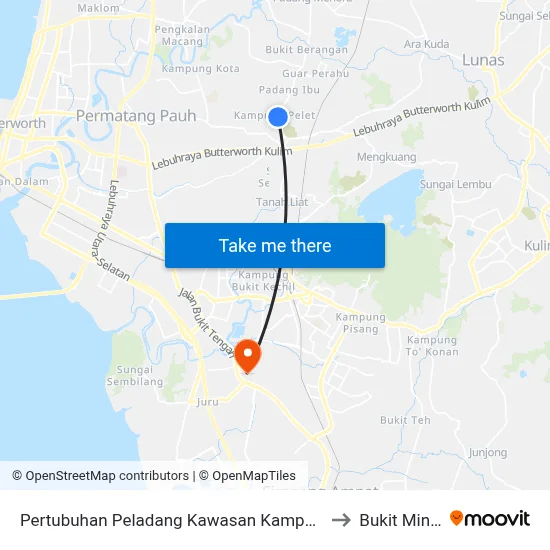 Pertubuhan Peladang Kawasan Kampung Pelet to Bukit Minyak map