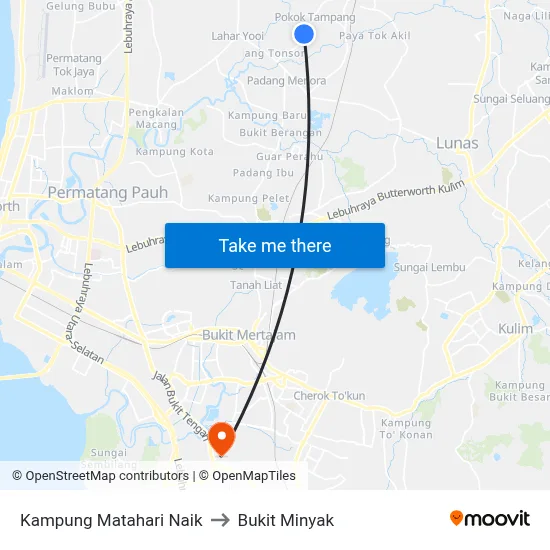 Kampung Matahari Naik to Bukit Minyak map