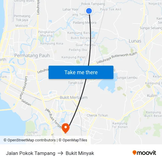 Jalan Pokok Tampang to Bukit Minyak map