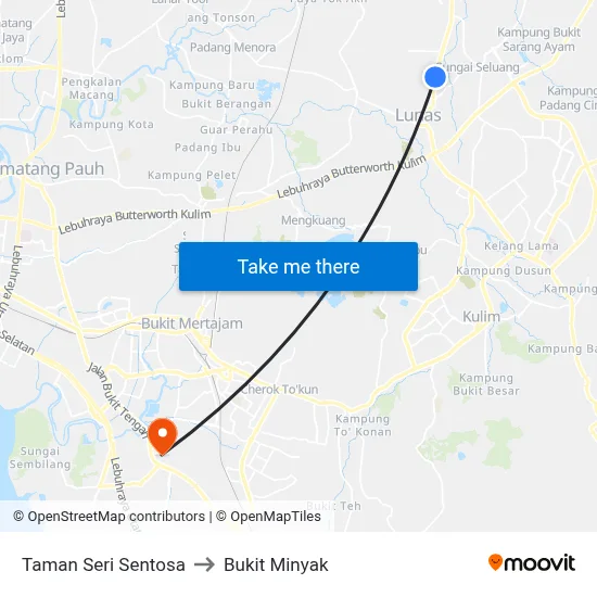 Taman Seri Sentosa to Bukit Minyak map