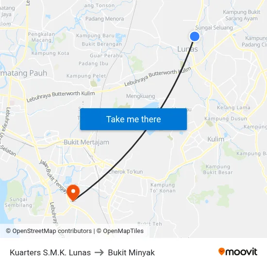 Kuarters S.M.K. Lunas to Bukit Minyak map