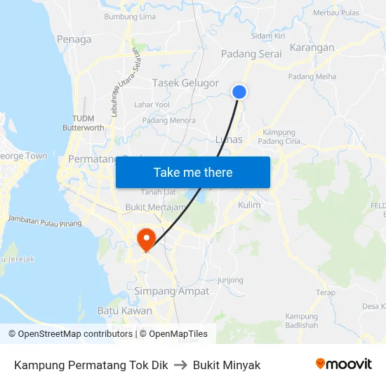 Kampung Permatang Tok Dik to Bukit Minyak map