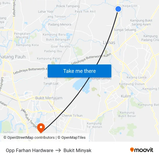 Opp Farhan Hardware to Bukit Minyak map