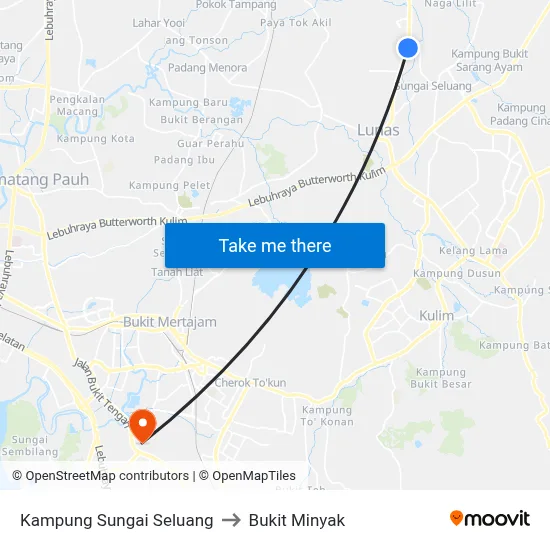 Kampung Sungai Seluang to Bukit Minyak map