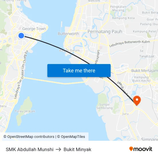 SMK Abdullah Munshi to Bukit Minyak map