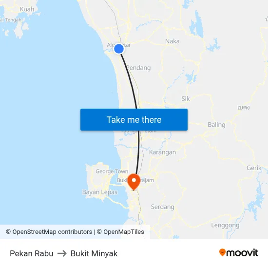 Pekan Rabu to Bukit Minyak map