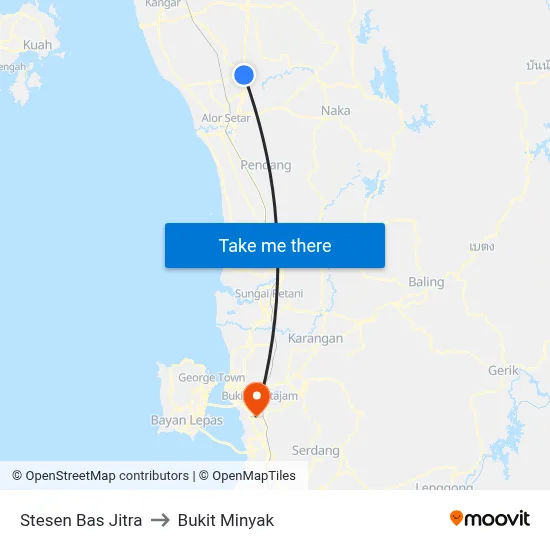 Stesen Bas Jitra to Bukit Minyak map