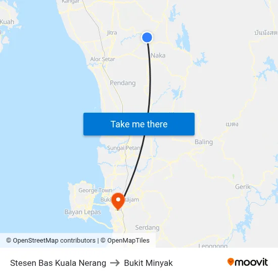 Stesen Bas Kuala Nerang to Bukit Minyak map