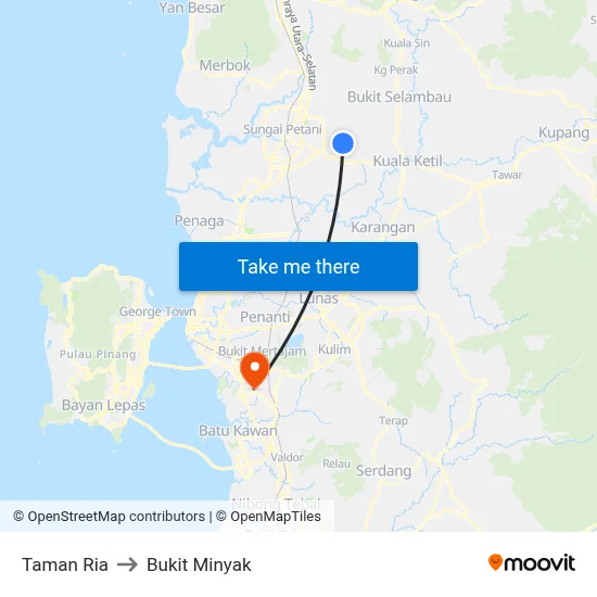 Taman Ria to Bukit Minyak map
