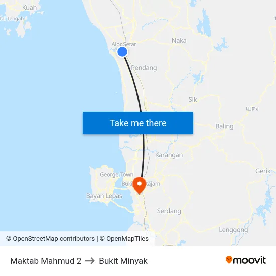 Maktab Mahmud 2 to Bukit Minyak map