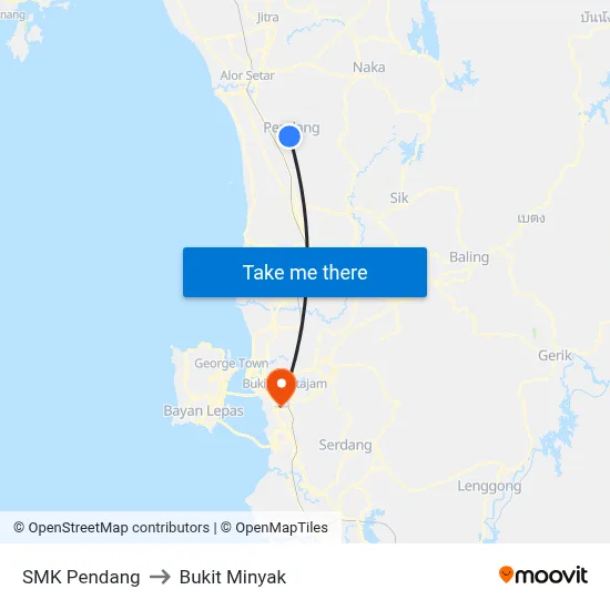 SMK Pendang to Bukit Minyak map