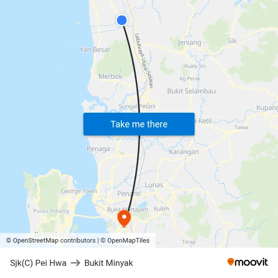 Sjk(C) Pei Hwa to Bukit Minyak map