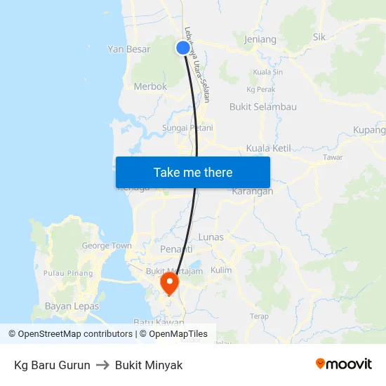 Kg Baru Gurun to Bukit Minyak map