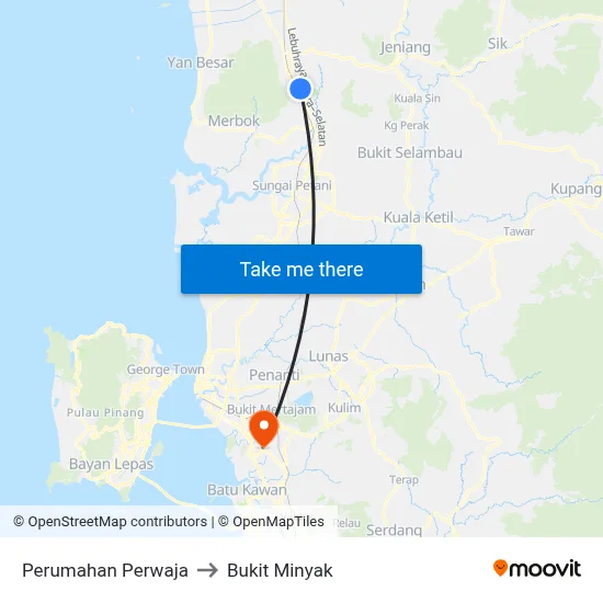Perumahan Perwaja to Bukit Minyak map