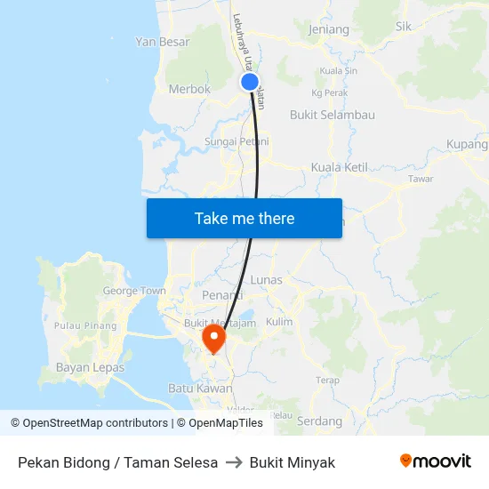 Pekan Bidong / Taman Selesa to Bukit Minyak map