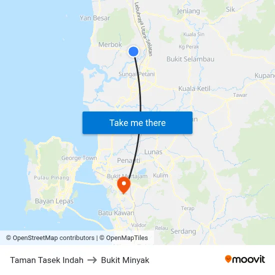 Taman Tasek Indah to Bukit Minyak map
