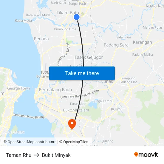 Taman Rhu to Bukit Minyak map