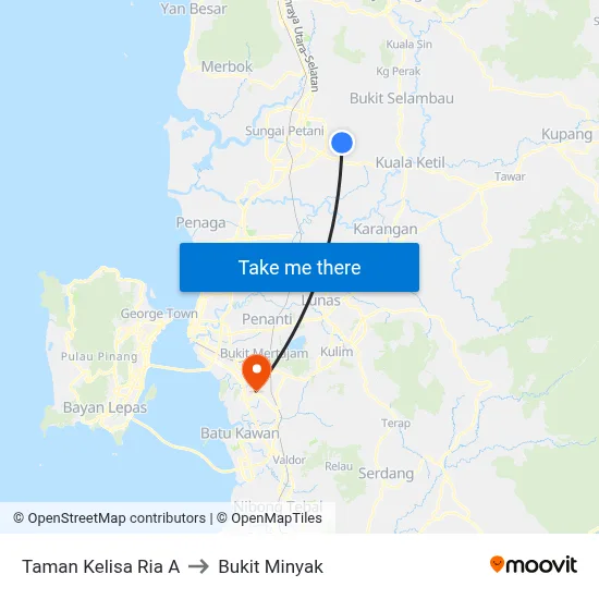 Taman Kelisa Ria A to Bukit Minyak map