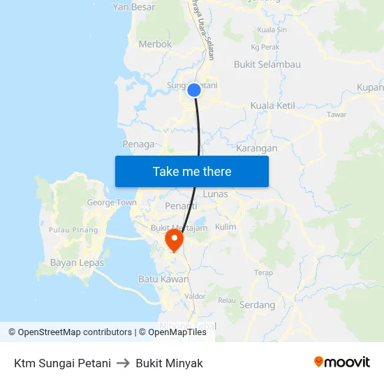 Ktm Sungai Petani to Bukit Minyak map