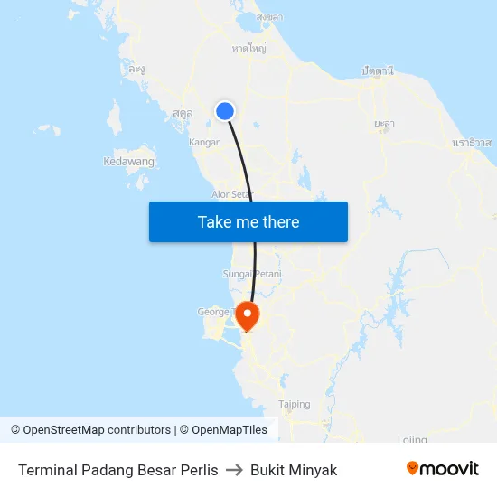 Terminal Padang Besar Perlis to Bukit Minyak map