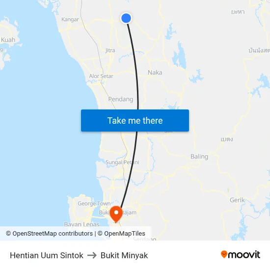 Hentian Uum Sintok to Bukit Minyak map