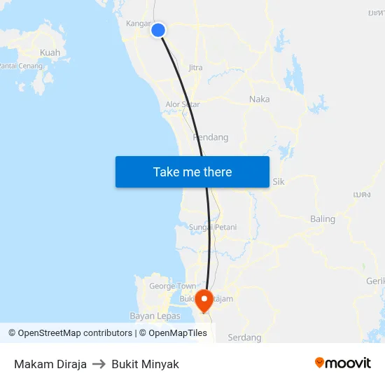 Makam Diraja to Bukit Minyak map
