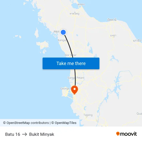 Batu 16 to Bukit Minyak map