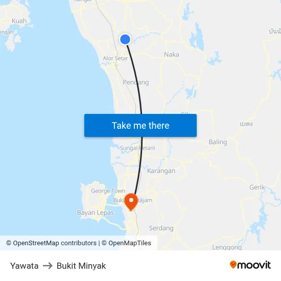 Yawata to Bukit Minyak map