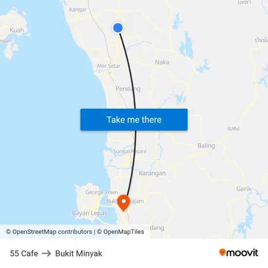 55 Cafe to Bukit Minyak map