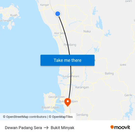 Dewan Padang Sera to Bukit Minyak map