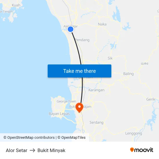 Alor Setar to Bukit Minyak map