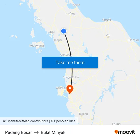 Padang Besar to Bukit Minyak map