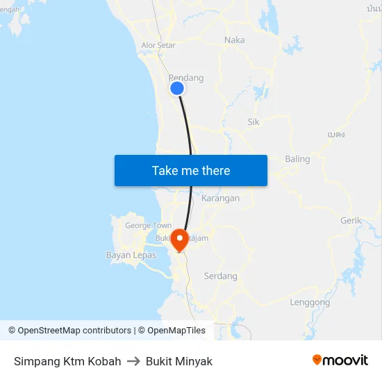Simpang Ktm Kobah to Bukit Minyak map