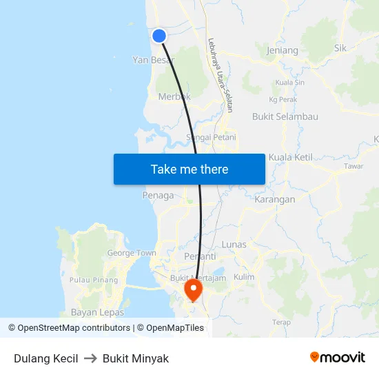 Dulang Kecil to Bukit Minyak map