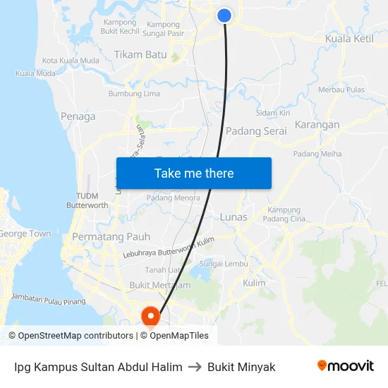 Ipg Kampus Sultan Abdul Halim to Bukit Minyak map